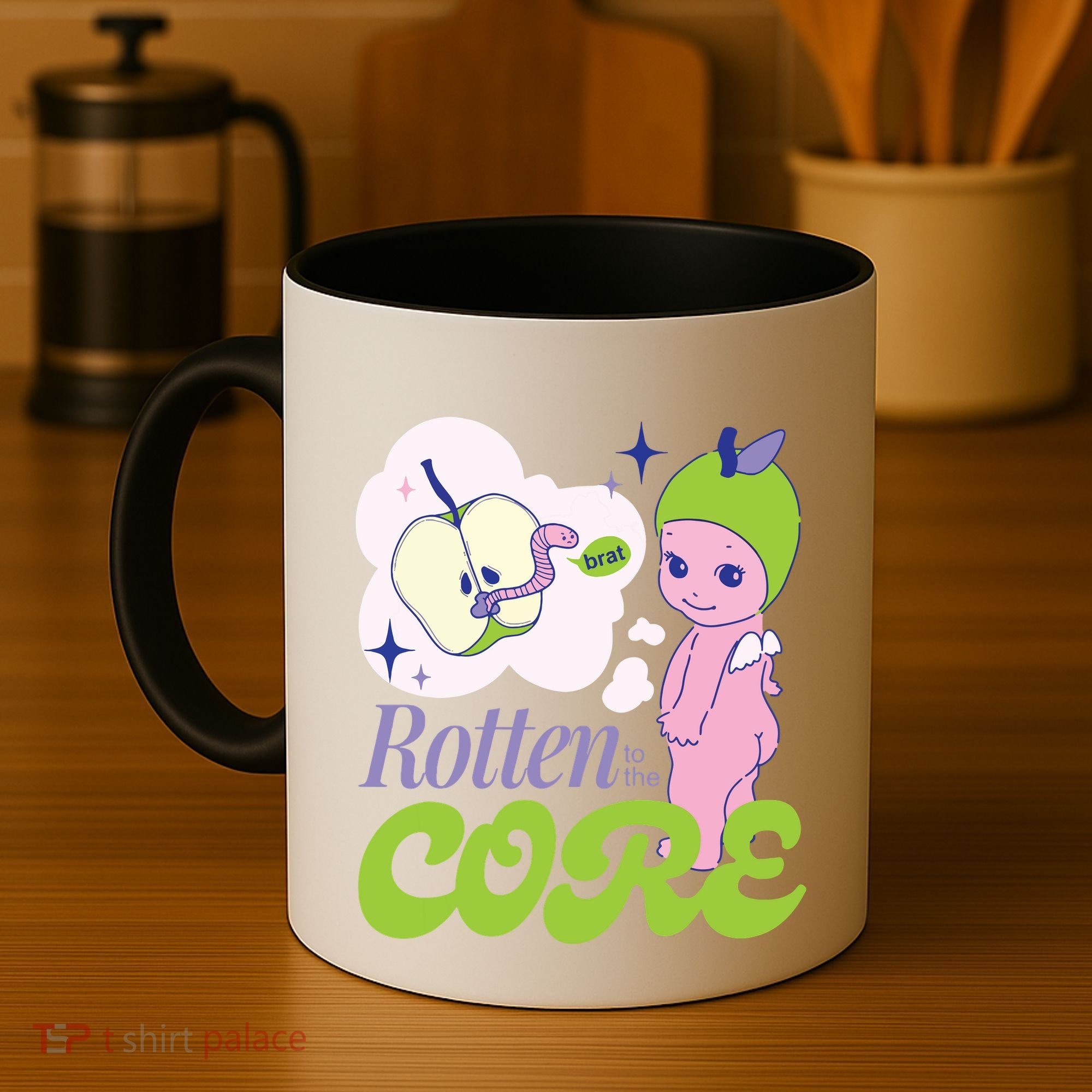 Brat Rotten To The Core Bad Apple Funny Retro Coffee Mug