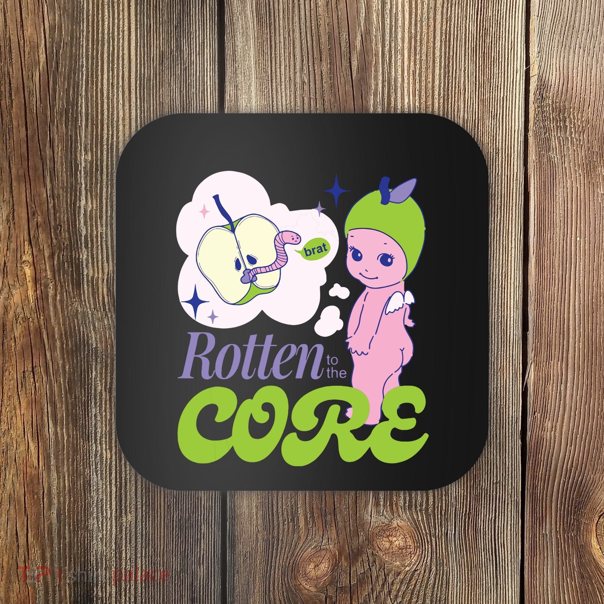 Brat Rotten To The Core Bad Apple Funny Retro Coaster
