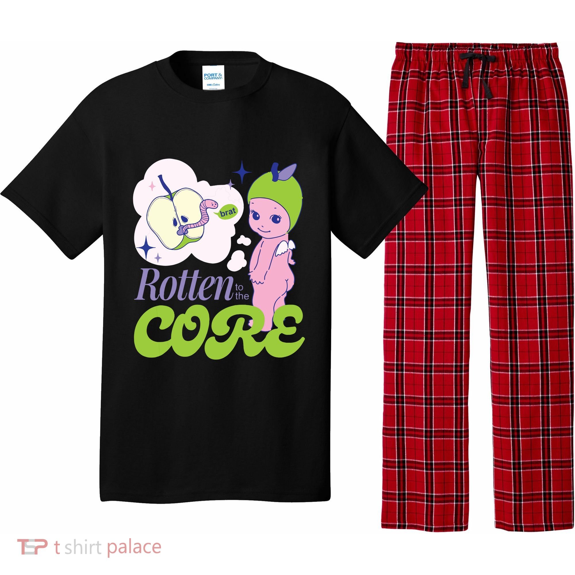 Brat Rotten To The Core Bad Apple Funny Retro Pajama Set