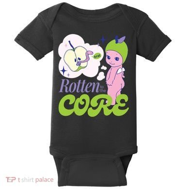 Brat Rotten To The Core Bad Apple Funny Retro Baby Bodysuit