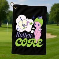 Brat Rotten To The Core Bad Apple Funny Retro Golf Towel thumb 1