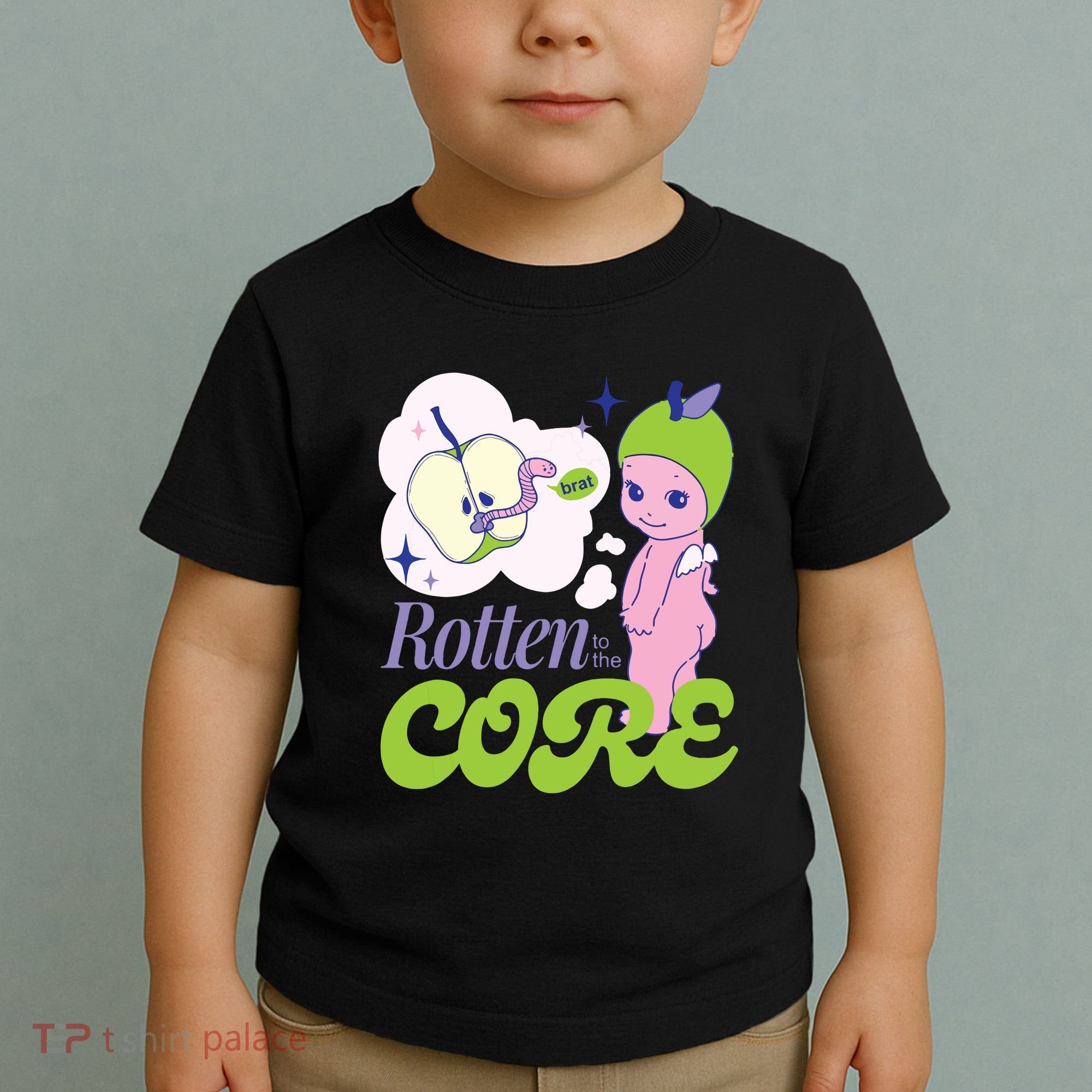 Brat Rotten To The Core Bad Apple Funny Retro Toddler T-Shirt