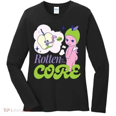 Brat Rotten To The Core Bad Apple Funny Retro Women's Long Sleeve Shirt