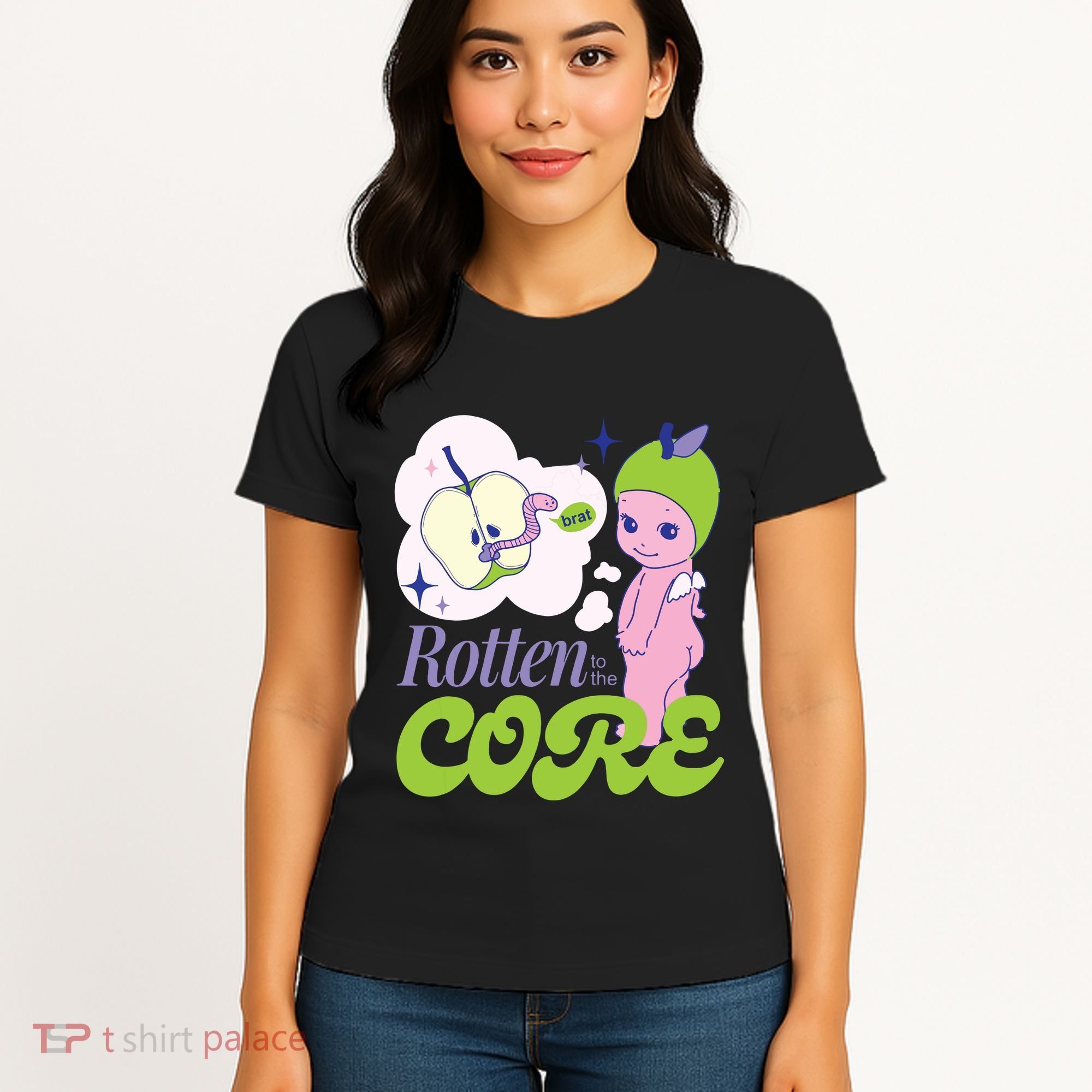 Brat Rotten To The Core Bad Apple Funny Retro Women's T-Shirt