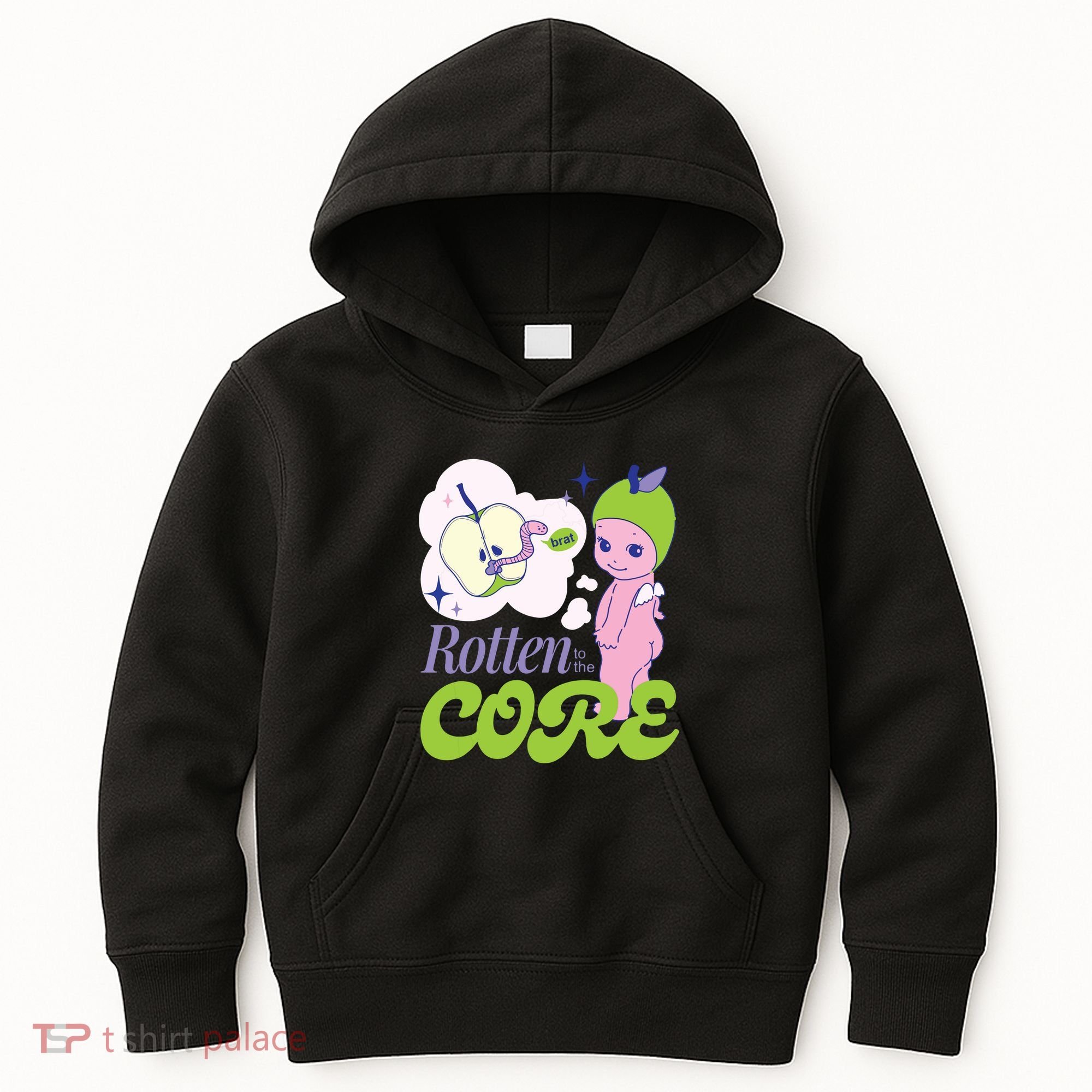 Brat Rotten To The Core Bad Apple Funny Retro Kids Hoodie