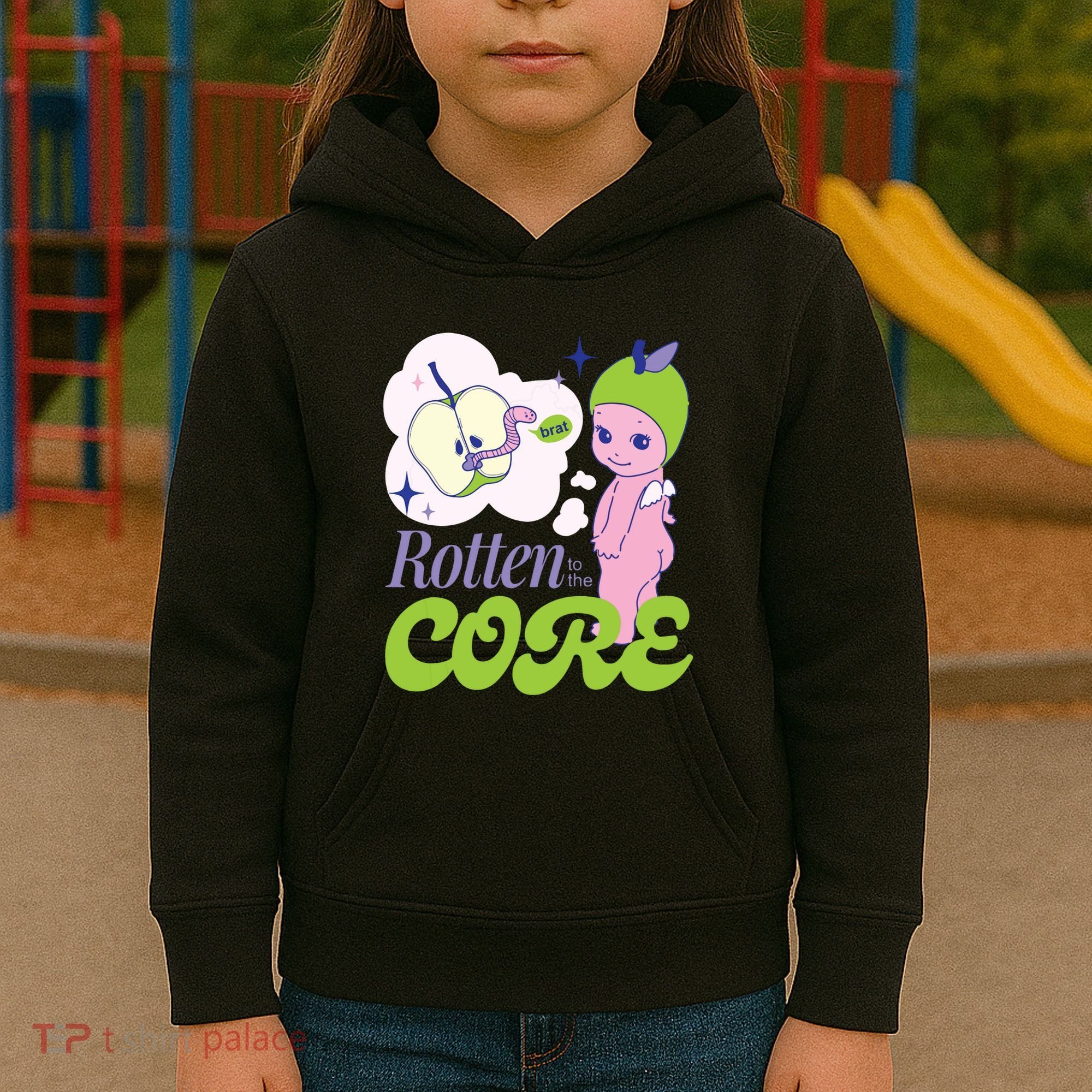 Brat Rotten To The Core Bad Apple Funny Retro Kids Hoodie
