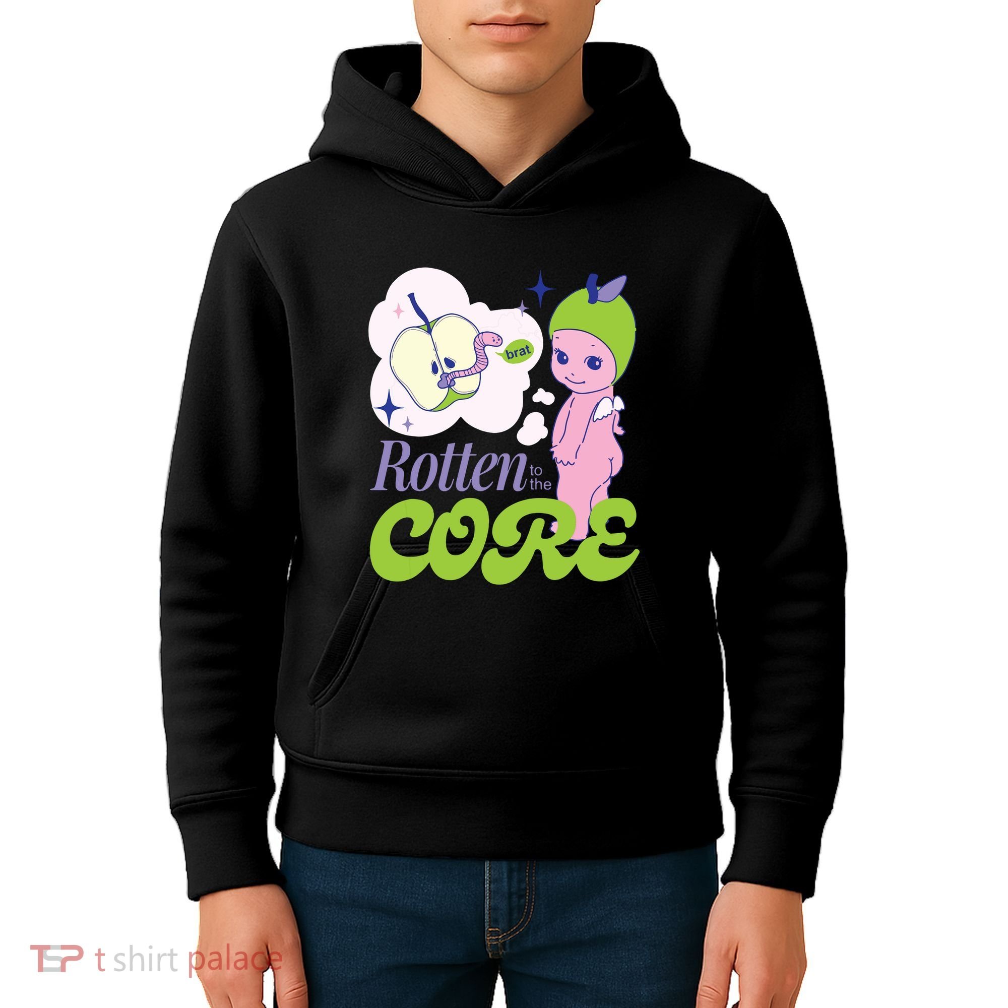 Brat Rotten To The Core Bad Apple Funny Retro Kids Hoodie