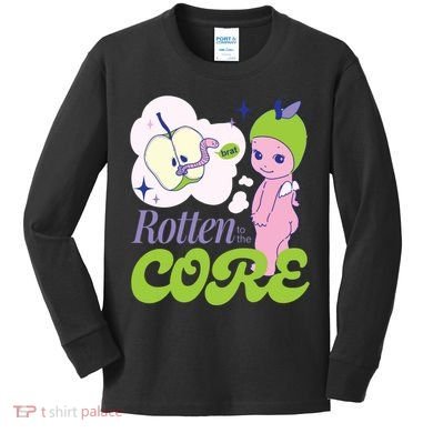 Brat Rotten To The Core Bad Apple Funny Retro Kids Long Sleeve Shirt