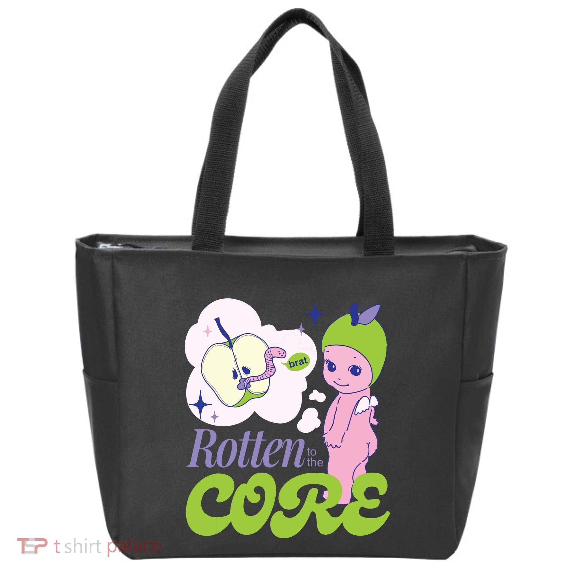 Brat Rotten To The Core Bad Apple Funny Retro Tote Bag