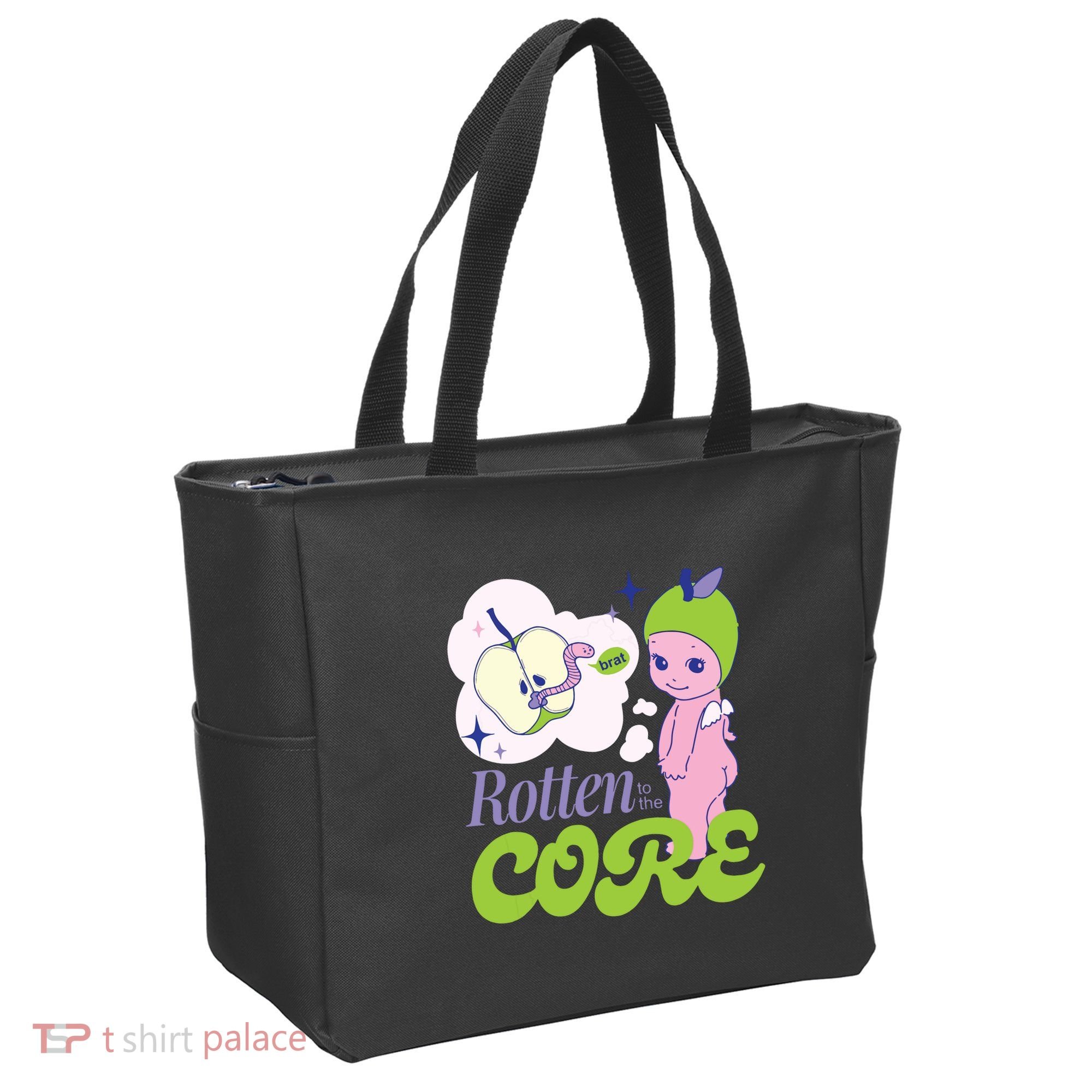 Brat Rotten To The Core Bad Apple Funny Retro Tote Bag