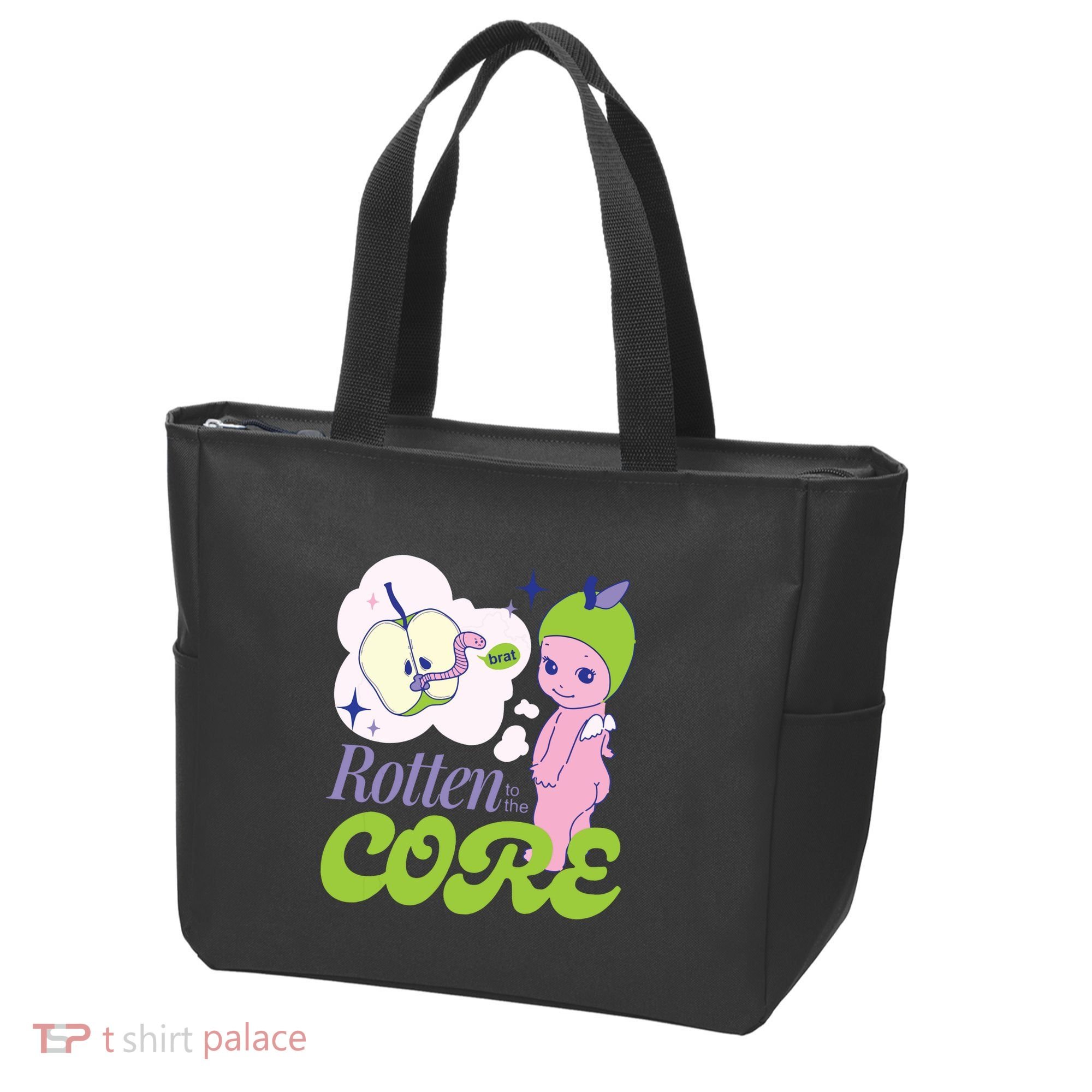 Brat Rotten To The Core Bad Apple Funny Retro Tote Bag