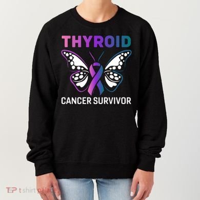 Butterfly Ribbon Thyroid Cancer Survivor Cool Gift Women's Sweatshirt