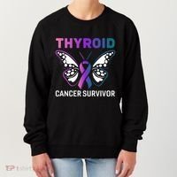 Butterfly Ribbon Thyroid Cancer Survivor Cool Gift Women's Sweatshirt thumb 0