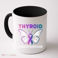 Butterfly Ribbon Thyroid Cancer Survivor Cool Gift Coffee Mug thumb 0