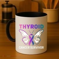 Butterfly Ribbon Thyroid Cancer Survivor Cool Gift Coffee Mug thumb 4