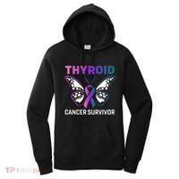 Butterfly Ribbon Thyroid Cancer Survivor Cool Gift Women's Hoodie thumb 0
