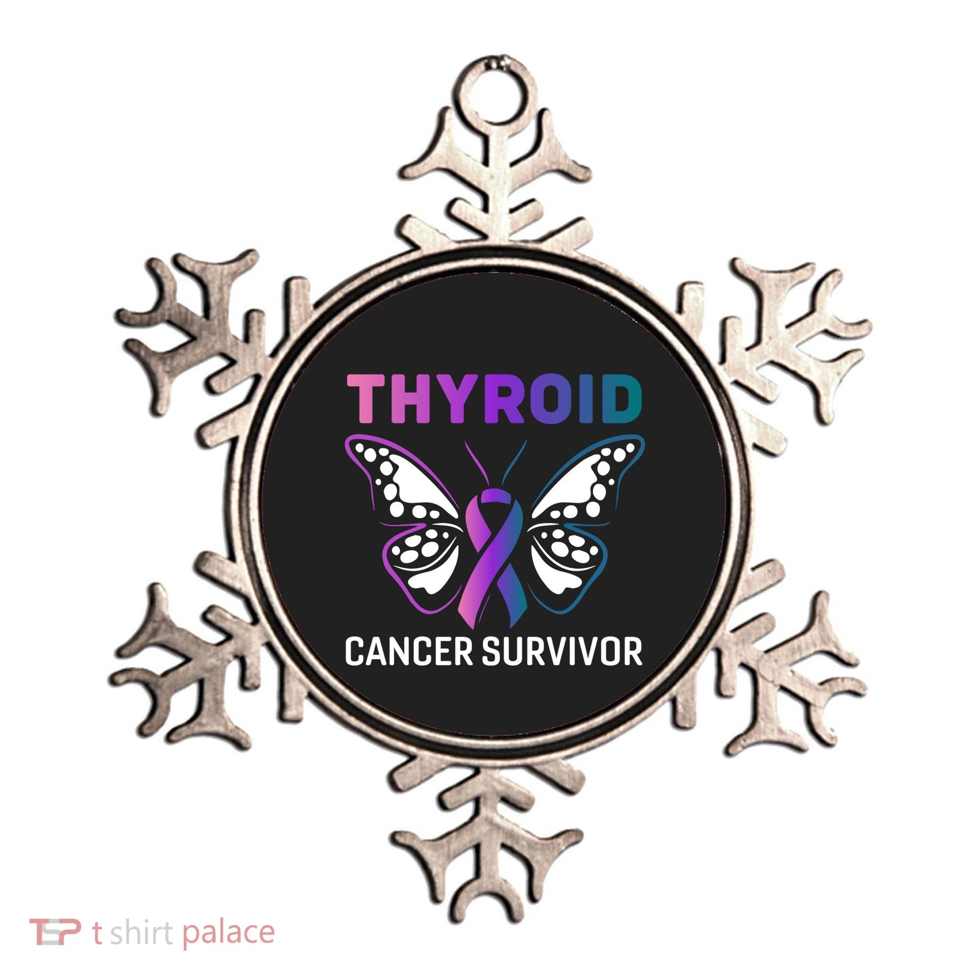 Butterfly Ribbon Thyroid Cancer Survivor Cool Gift Ornament