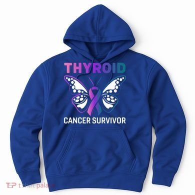 Butterfly Ribbon Thyroid Cancer Survivor Cool Gift Hoodie