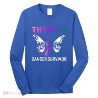 Butterfly Ribbon Thyroid Cancer Survivor Cool Gift Long Sleeve Shirt thumb 0