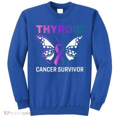 Butterfly Ribbon Thyroid Cancer Survivor Cool Gift Sweatshirt