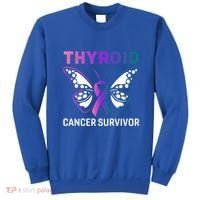 Butterfly Ribbon Thyroid Cancer Survivor Cool Gift Sweatshirt thumb 0