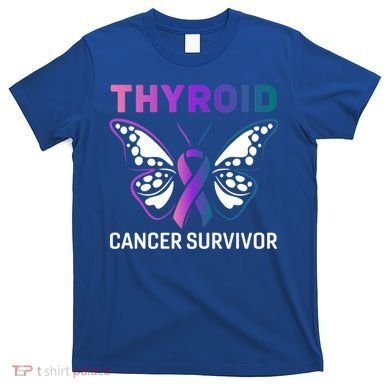 Butterfly Ribbon Thyroid Cancer Survivor Cool Gift T-Shirt