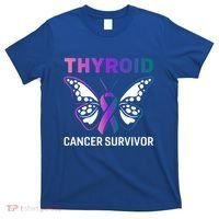 Butterfly Ribbon Thyroid Cancer Survivor Cool Gift T-Shirt thumb 0