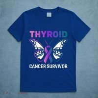 Butterfly Ribbon Thyroid Cancer Survivor Cool Gift T-Shirt thumb 5