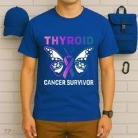 Butterfly Ribbon Thyroid Cancer Survivor Cool Gift T-Shirt thumb 6
