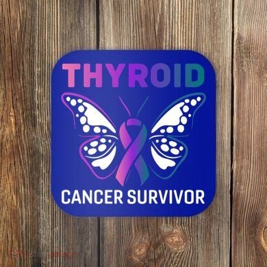 Butterfly Ribbon Thyroid Cancer Survivor Cool Gift Coaster