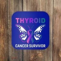 Butterfly Ribbon Thyroid Cancer Survivor Cool Gift Coaster thumb 0