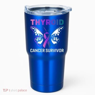 Butterfly Ribbon Thyroid Cancer Survivor Cool Gift Tumbler