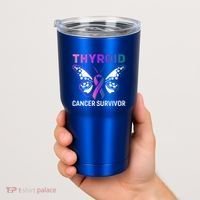 Butterfly Ribbon Thyroid Cancer Survivor Cool Gift Tumbler thumb 2