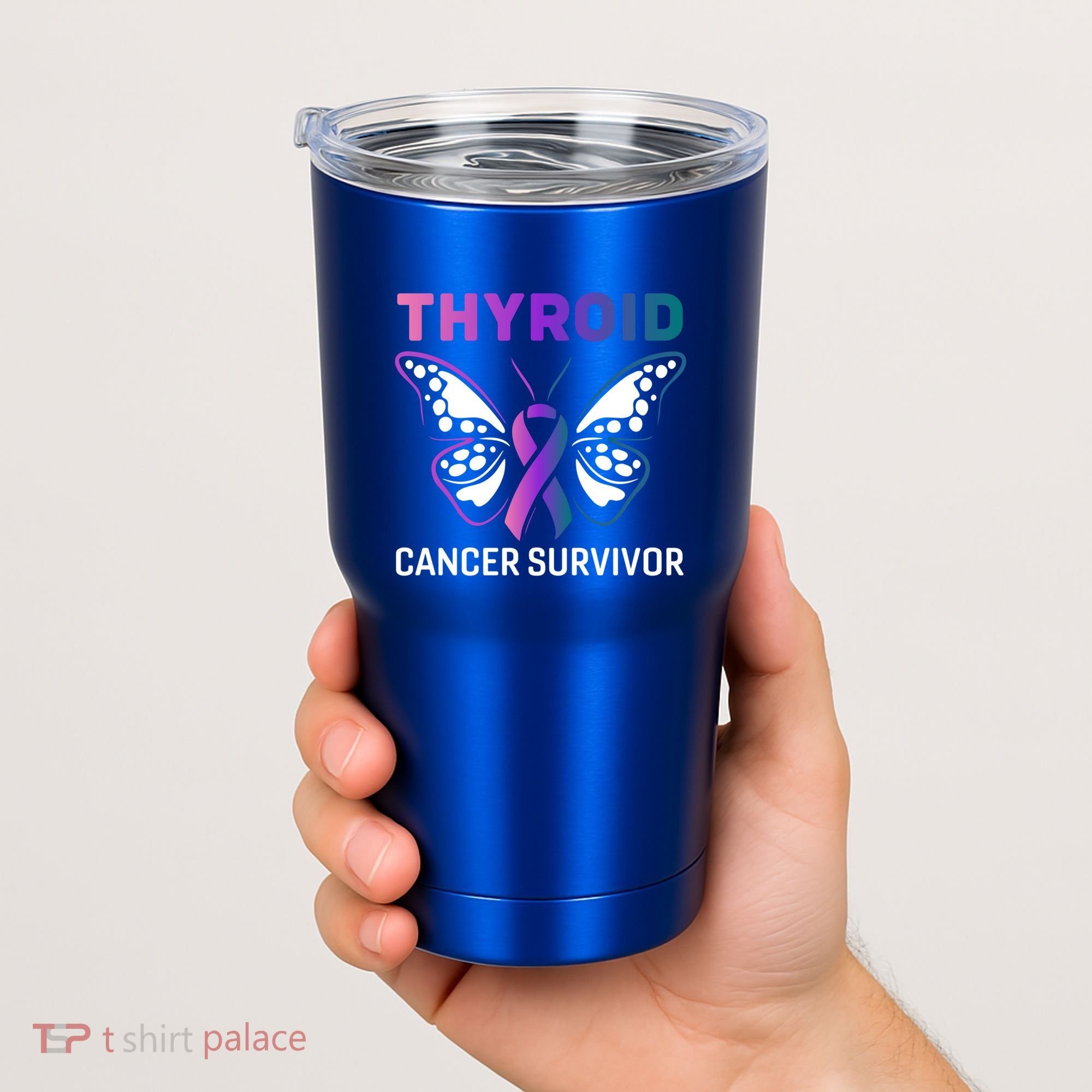 Butterfly Ribbon Thyroid Cancer Survivor Cool Gift Tumbler
