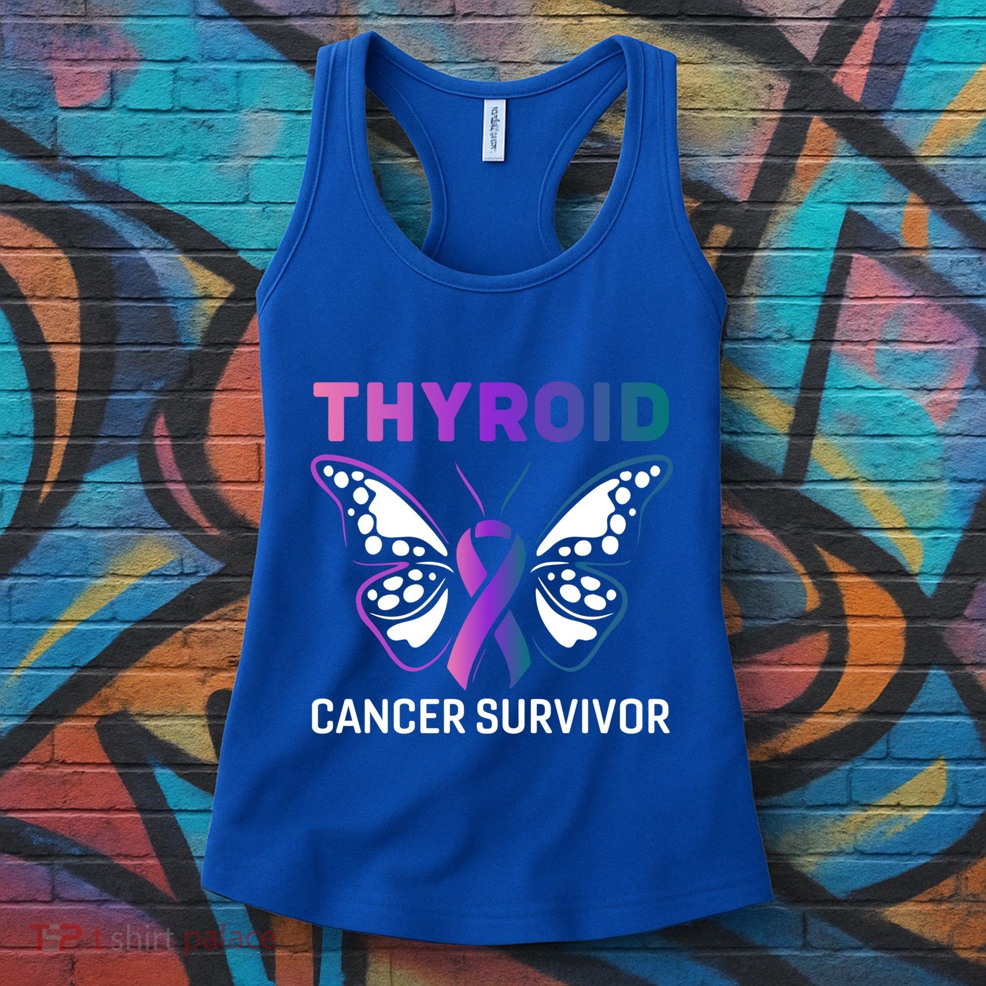 Butterfly Ribbon Thyroid Cancer Survivor Cool Gift Women's Tank Top