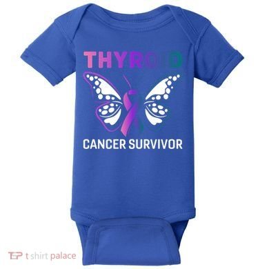 Butterfly Ribbon Thyroid Cancer Survivor Cool Gift Baby Bodysuit