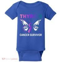 Butterfly Ribbon Thyroid Cancer Survivor Cool Gift Baby Bodysuit thumb 0