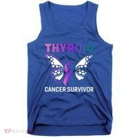 Butterfly Ribbon Thyroid Cancer Survivor Cool Gift Tank Top thumb 0
