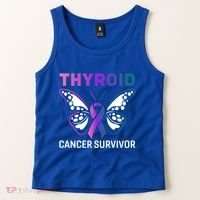 Butterfly Ribbon Thyroid Cancer Survivor Cool Gift Tank Top thumb 2