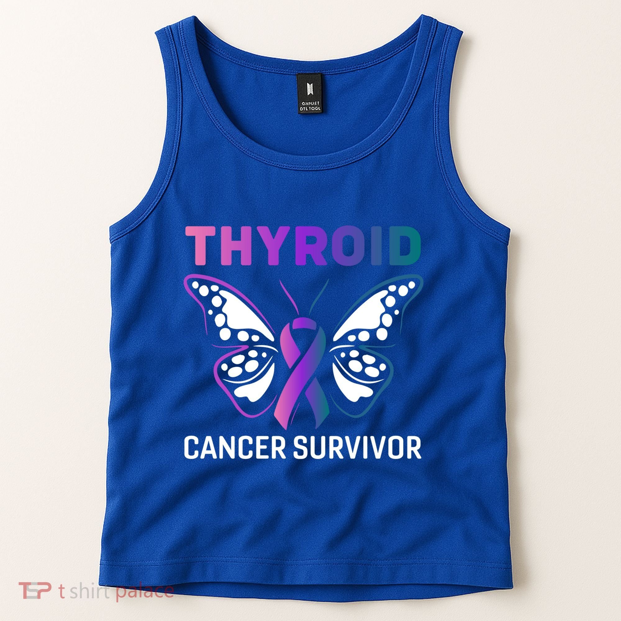 Butterfly Ribbon Thyroid Cancer Survivor Cool Gift Tank Top