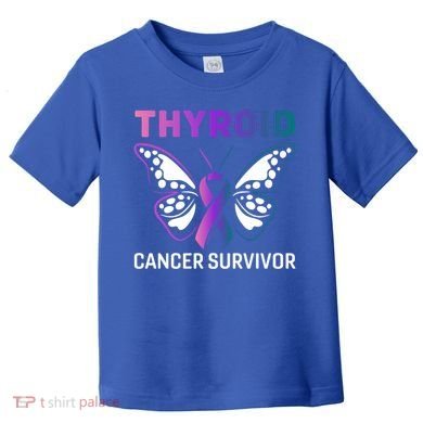 Butterfly Ribbon Thyroid Cancer Survivor Cool Gift Toddler T-Shirt
