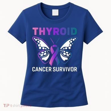Butterfly Ribbon Thyroid Cancer Survivor Cool Gift Women's T-Shirt