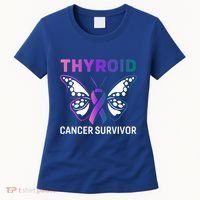 Butterfly Ribbon Thyroid Cancer Survivor Cool Gift Women's T-Shirt thumb 0