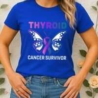 Butterfly Ribbon Thyroid Cancer Survivor Cool Gift Women's T-Shirt thumb 2