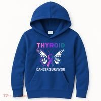 Butterfly Ribbon Thyroid Cancer Survivor Cool Gift Kids Hoodie thumb 0