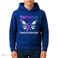 Butterfly Ribbon Thyroid Cancer Survivor Cool Gift Kids Hoodie thumb 4