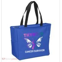 Butterfly Ribbon Thyroid Cancer Survivor Cool Gift Tote Bag thumb 2