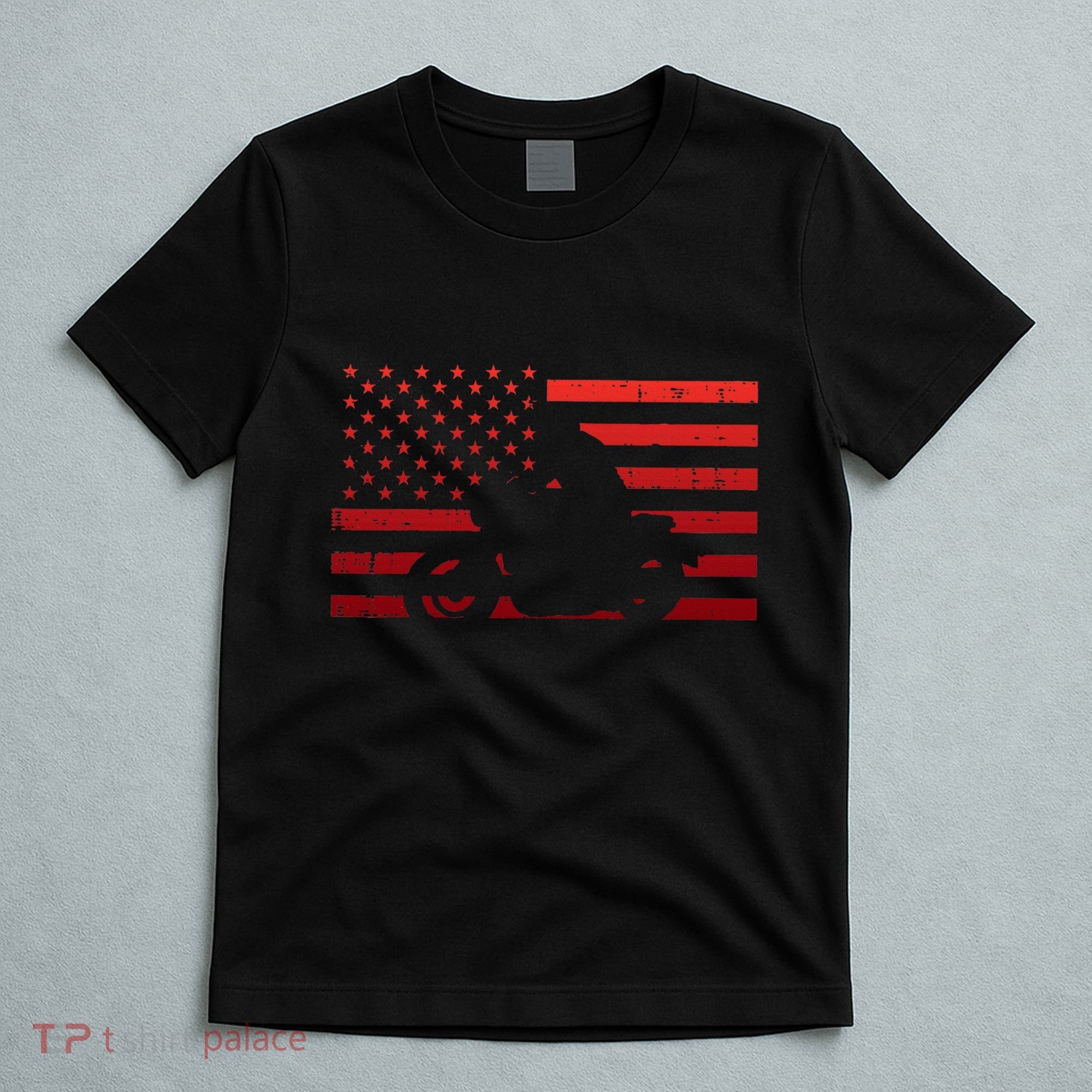 Biker Red Us Flag Motorcycle Vintage Patriot Women T-Shirt