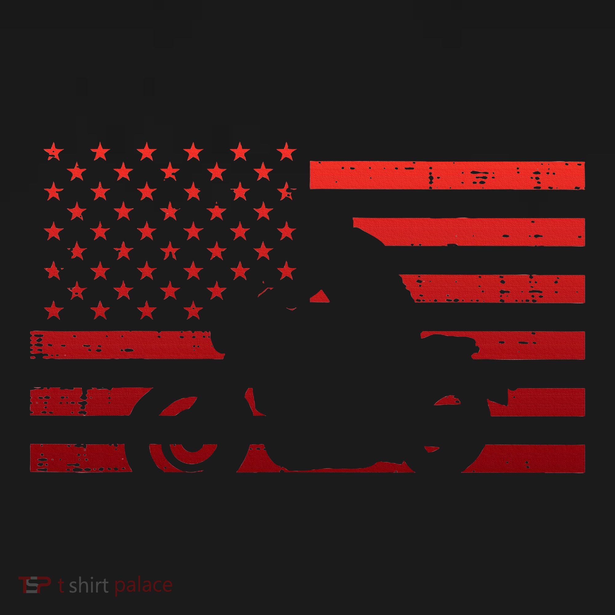 Biker Red Us Flag Motorcycle Vintage Patriot Women T-Shirt