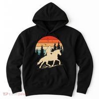 Bigfoot Riding Unicorn! Funny Sasquatch Unicorn Retro Sunset Hoodie thumb 0